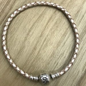 Pandora champagne leather bracelet >>PRICE FIRM